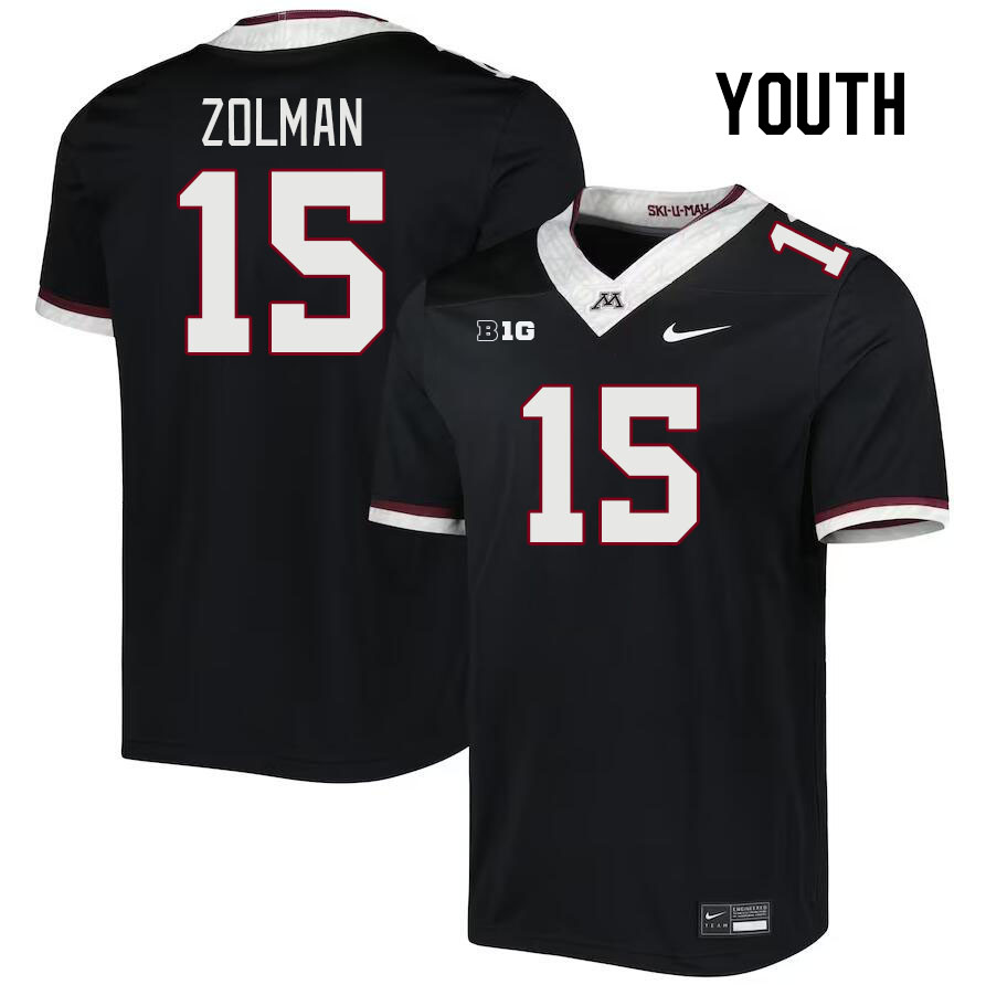 Youth #15 Rowan Zolman Minnesota Golden Gophers College Football Jerseys Stitched Sale-Black - Click Image to Close
